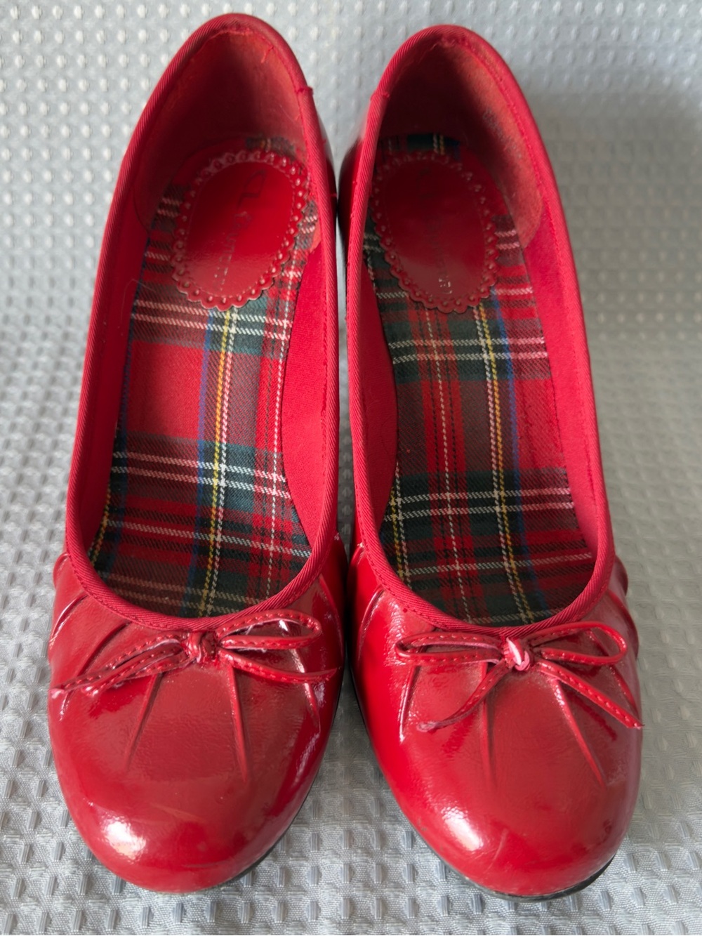 CL By Laundry Red Pumps Heels Bow Kitten Plaid Lining Women’s Size 10M Classy - Picture 4 of 11